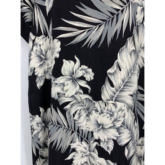 Island Attitudes Women Aloha Hawaiian Shift Dress Medium M Black Silk EUC - Picture 4 of 8